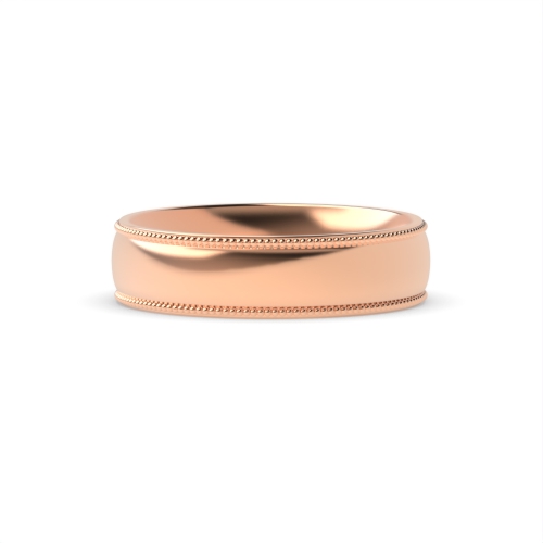 Rose Gold Court millgrain edges polished finish profile Plain Ring Wedding Rings & Bands
