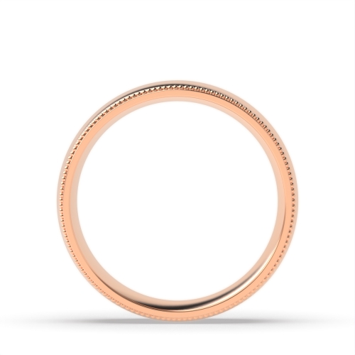 Rose Gold Court millgrain edges polished finish profile Plain Ring Wedding Rings & Bands