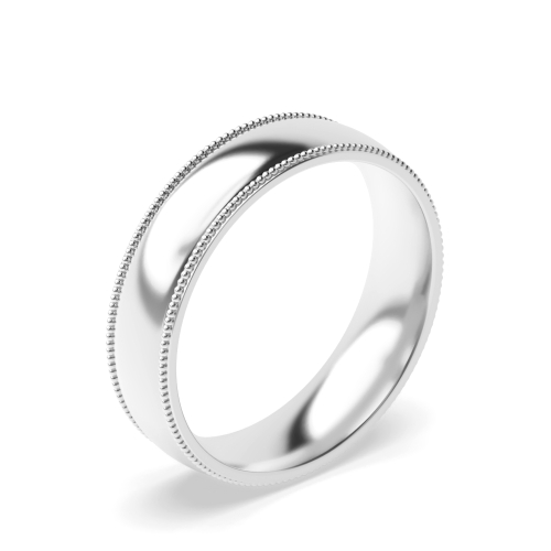 Court Millgrain Edges Polished Finish Profile Women's Plain Wedding Band