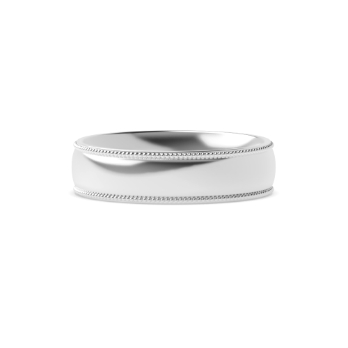 Court Millgrain Edges Polished Finish Profile Women's Plain Wedding Band