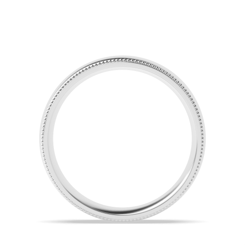 Court Millgrain Edges Polished Finish Profile Women's Plain Wedding Band