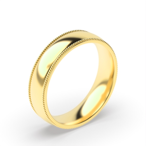 Yellow Gold Court millgrain edges polished finish profile Plain Ring Wedding Rings & Bands