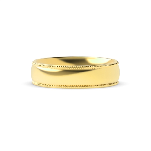 Yellow Gold Court millgrain edges polished finish profile Plain Ring Wedding Rings & Bands