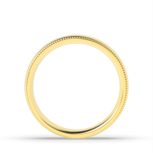 Yellow Gold Court millgrain edges polished finish profile Plain Ring Wedding Rings & Bands