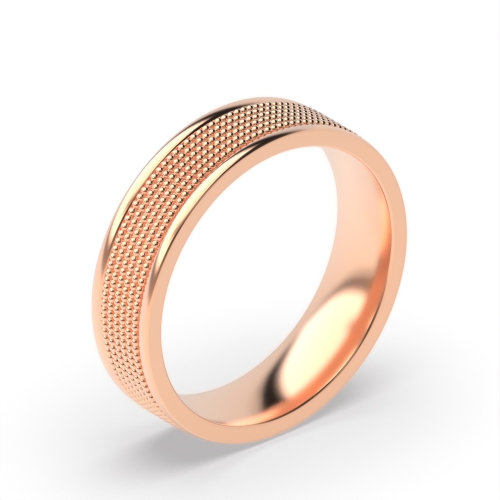 Rose Gold Flat court beaded centre polished profile Plain Ring Wedding Rings & Bands