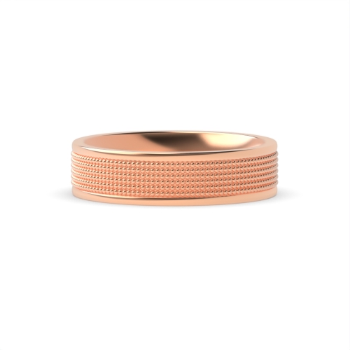 Rose Gold Flat court beaded centre polished profile Plain Ring Wedding Rings & Bands