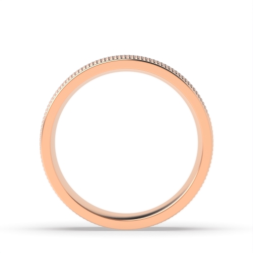 Rose Gold Flat court beaded centre polished profile Plain Ring Wedding Rings & Bands