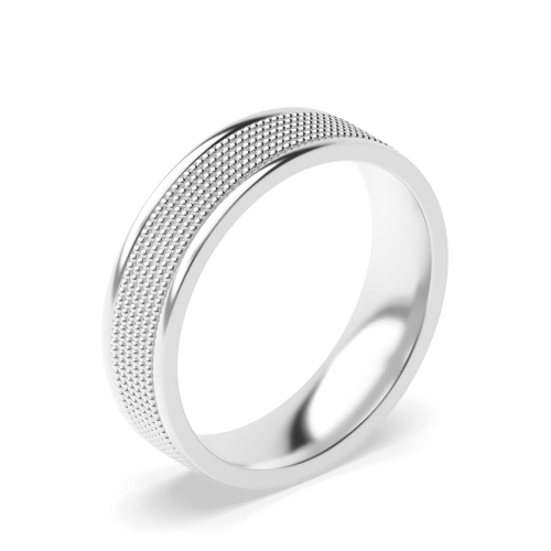 Flat Court Beaded Centre Polished Profile Women's Plain Wedding Band