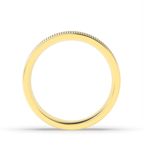 Yellow Gold Flat court beaded centre polished profile Plain Ring Wedding Rings & Bands