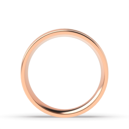 Rose Gold Flat court 2 centre grooves polished finish profile Plain Ring Wedding Rings & Bands