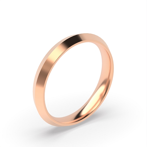 Rose Gold Ridged outside court profile Plain Ring Wedding Rings & Bands