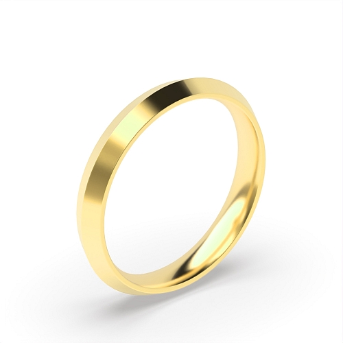 Yellow Gold Ridged outside court profile Plain Ring Wedding Rings & Bands