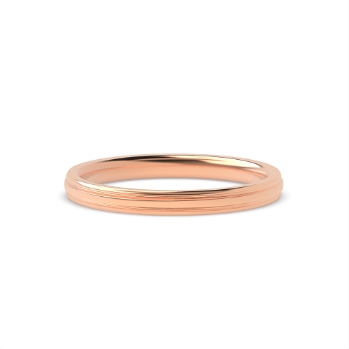 Rose Gold Court profile two centre grooves Plain Ring Wedding Rings & Bands