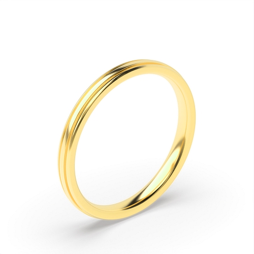 Yellow Gold Court profile two centre grooves Plain Ring Wedding Rings & Bands