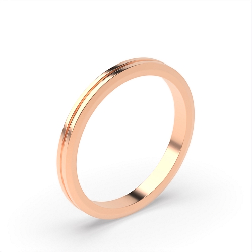 Rose Gold Flat court grooved centre polished finish Plain Ring Wedding Rings & Bands