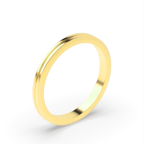 Yellow Gold Flat court grooved centre polished finish Plain Ring Wedding Rings & Bands