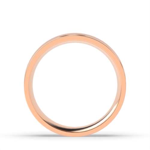 Rose Gold Flat double grooved profile Plain Ring Wedding Rings & Bands
