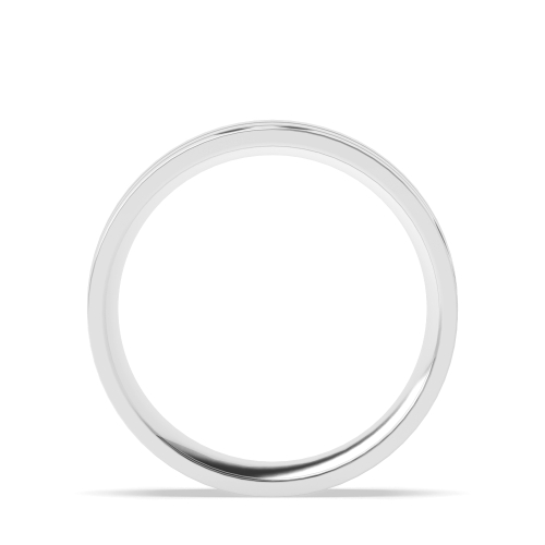 White Gold Flat double grooved profile Women's Plain Wedding Rings & Bands