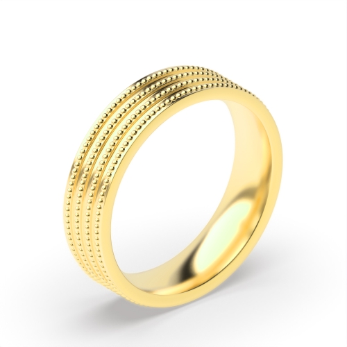 Yellow Gold 4 line milligrain Plain Ring Wedding Rings & Bands