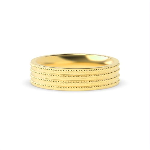 Yellow Gold 4 line milligrain Plain Ring Wedding Rings & Bands