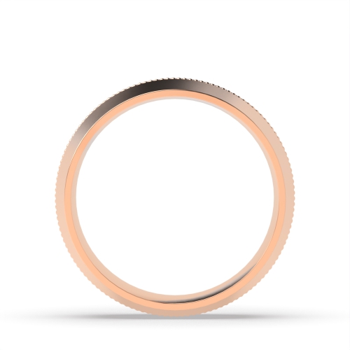 Rose Gold Court centre millgrain groove profile Plain Ring Wedding Rings & Bands