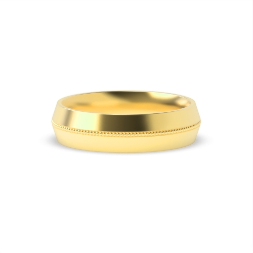 Yellow Gold Court centre millgrain groove profile Plain Ring Wedding Rings & Bands