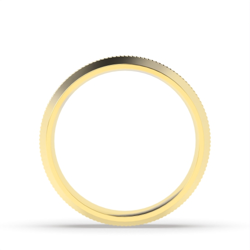 Yellow Gold Court centre millgrain groove profile Plain Ring Wedding Rings & Bands