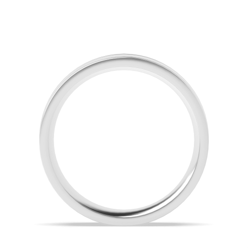 White Gold Flat court 2 grooves each edge profile Women's Plain Wedding Rings & Bands
