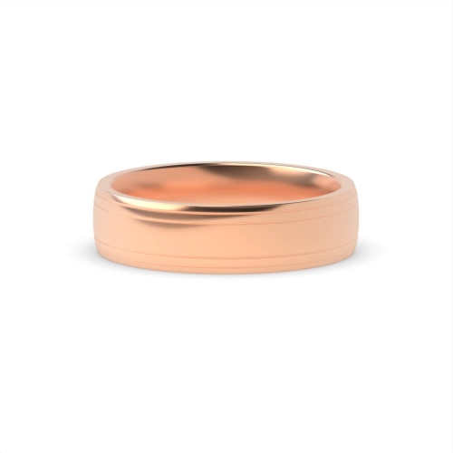 Rose Gold Court 2 grooves on edges profile Plain Ring Wedding Rings & Bands