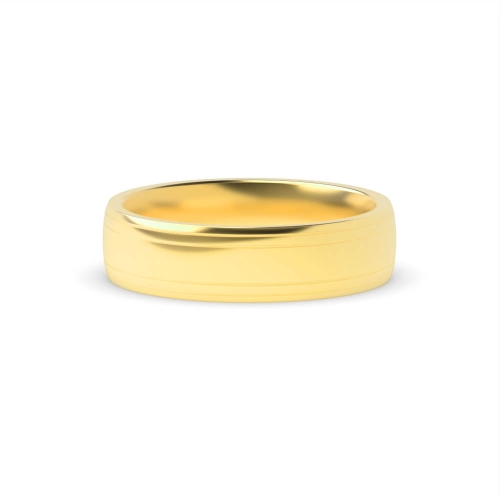 Yellow Gold Court 2 grooves on edges profile Plain Ring Wedding Rings & Bands