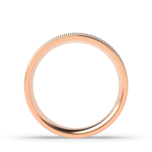 Rose Gold Shallow court grooved millgrain edges profile Plain Ring Wedding Rings & Bands