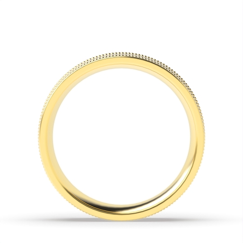 Yellow Gold Shallow court grooved millgrain edges profile Plain Ring Wedding Rings & Bands