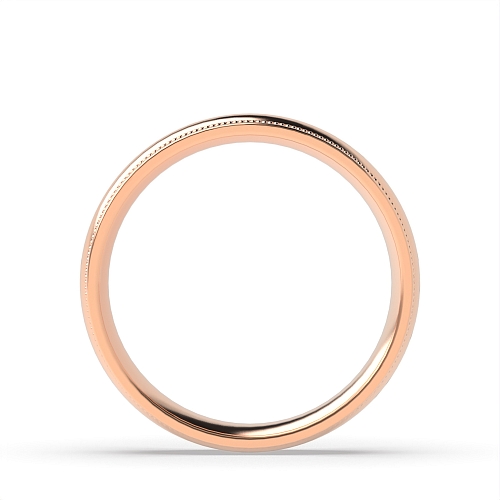 Rose Gold Court millgrain lines bevelled centre polished profile Plain Ring Wedding Rings & Bands