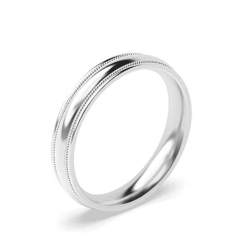 Court Profile Millgrain Lines Bevelled Centre Polished profile Women's Plain Wedding Band