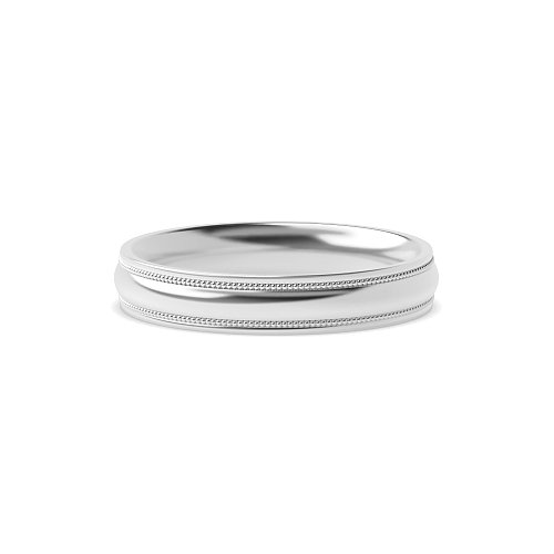 Court Profile Millgrain Lines Bevelled Centre Polished profile Women's Plain Wedding Band