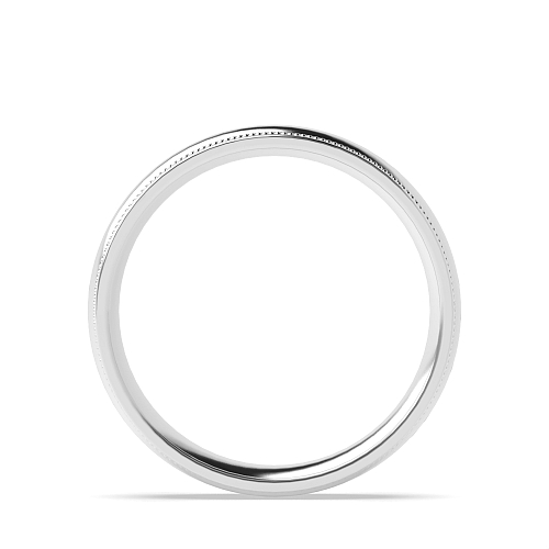 Court Profile Millgrain Lines Bevelled Centre Polished profile Women's Plain Wedding Band