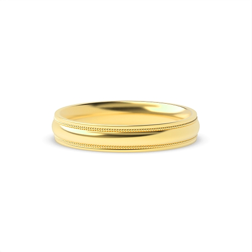 Yellow Gold Court millgrain lines bevelled centre polished profile Plain Ring Wedding Rings & Bands