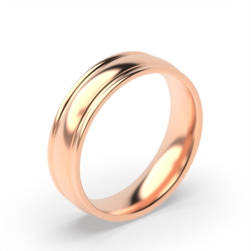 Rose Gold Court grooves on edges polished profile Plain Ring Wedding Rings & Bands