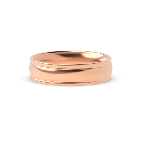 Rose Gold Court grooves on edges polished profile Plain Ring Wedding Rings & Bands