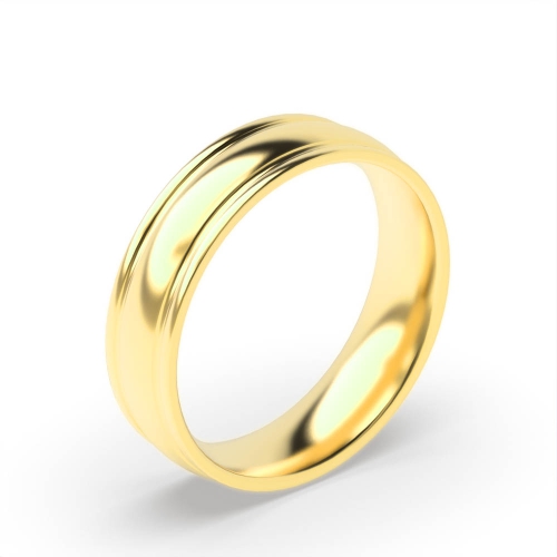 Yellow Gold Court grooves on edges polished profile Plain Ring Wedding Rings & Bands