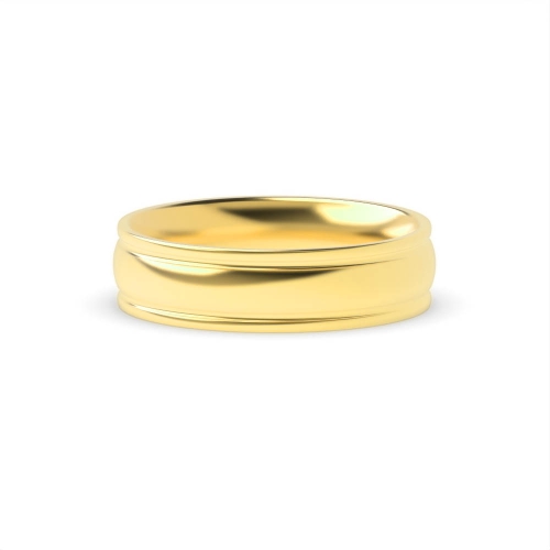Yellow Gold Court grooves on edges polished profile Plain Ring Wedding Rings & Bands