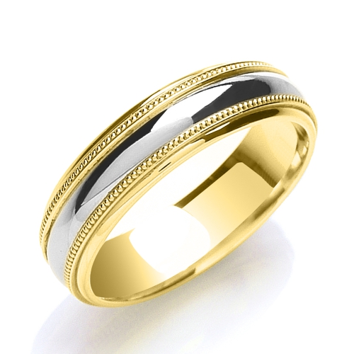 Yellow Gold Mill grain edges court profile Plain Ring Wedding Rings & Bands