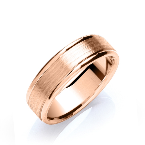 Rose Gold Flat court track edge matt centre polished edges profile Plain Ring Wedding Rings & Bands
