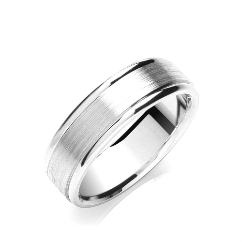 Flat court track edge matt centre polished edges profile Plain Ring Wedding Rings & Bands