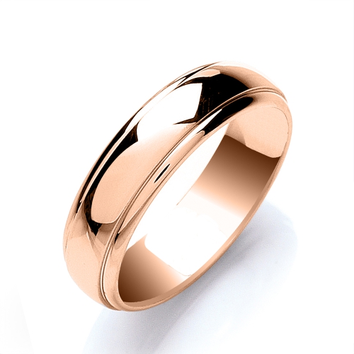 Rose Gold Court profile track edge Plain Ring Wedding Rings & Bands