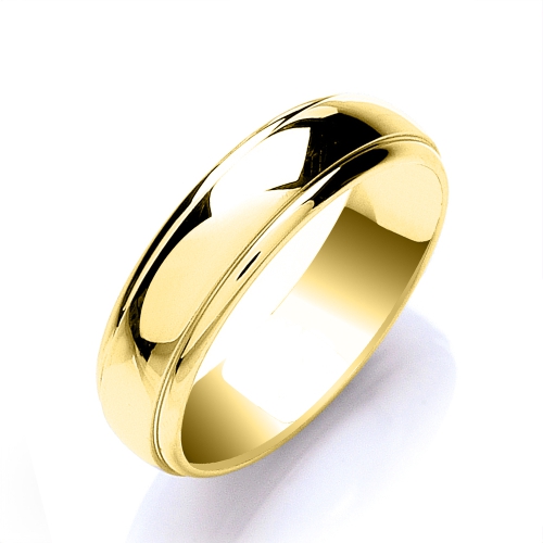 Yellow Gold Court profile track edge Plain Ring Wedding Rings & Bands