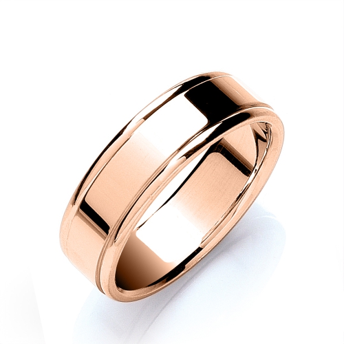 Rose Gold Flat court track edge polish Plain Ring Wedding Rings & Bands