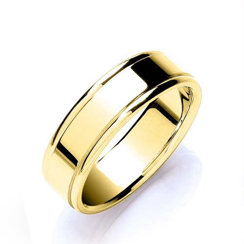 Yellow Gold Flat court track edge polish Plain Ring Wedding Rings & Bands