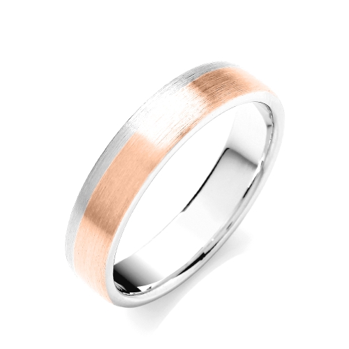 Rose Gold Flat court two colour matt finish Plain Ring Wedding Rings & Bands