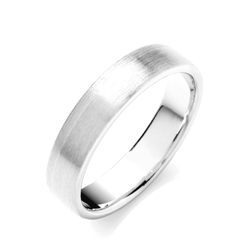 White Gold Flat court two colour matt finish Women's Plain Wedding Rings & Bands